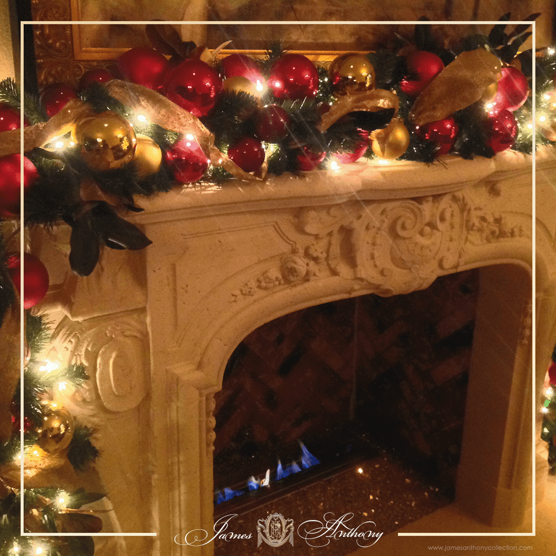 Luxury Christmas Decoration | James Anthony Collection - Fireplace Decorated for Christmas