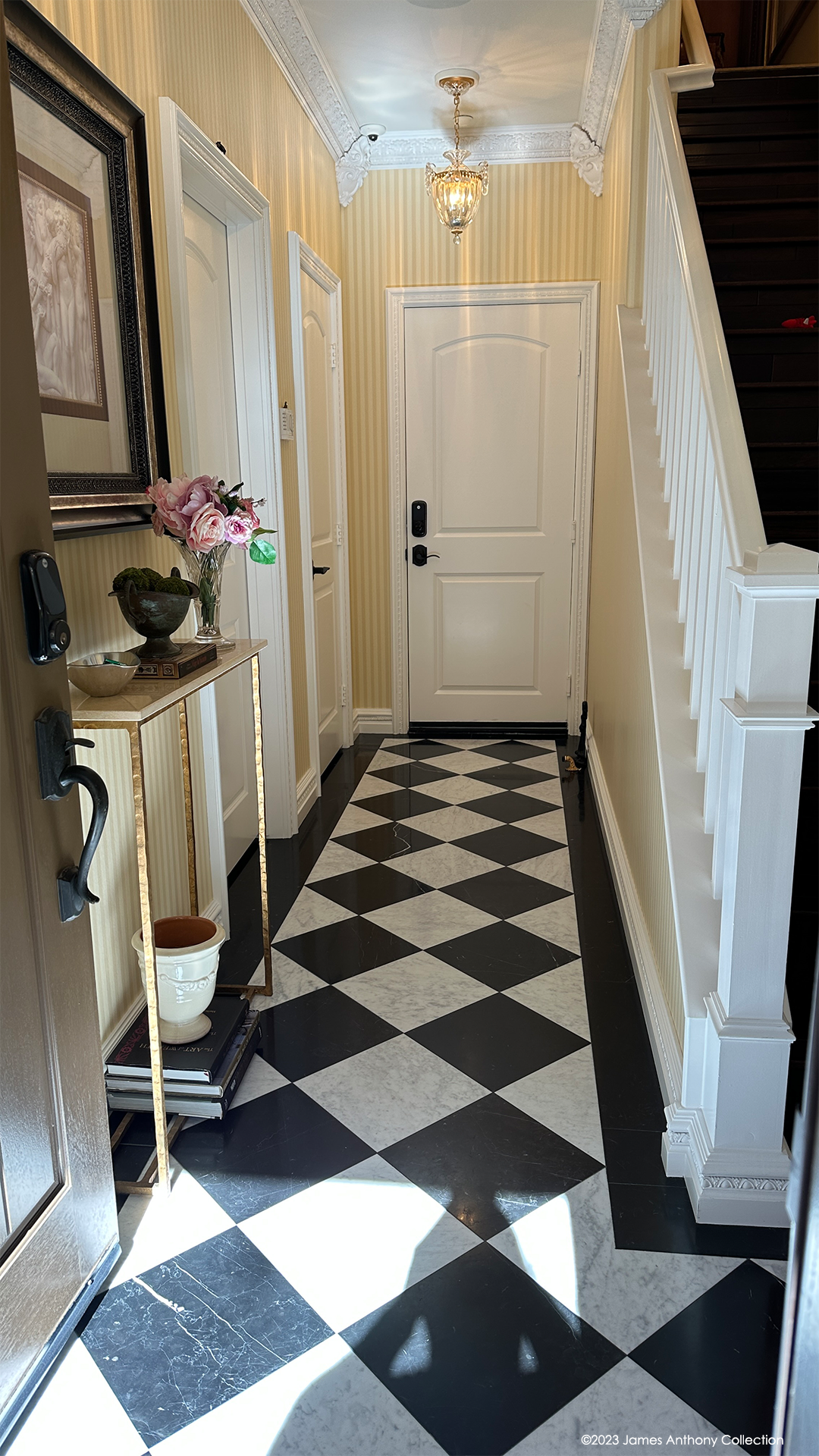 Harlequin Marble Floor in the Foyer