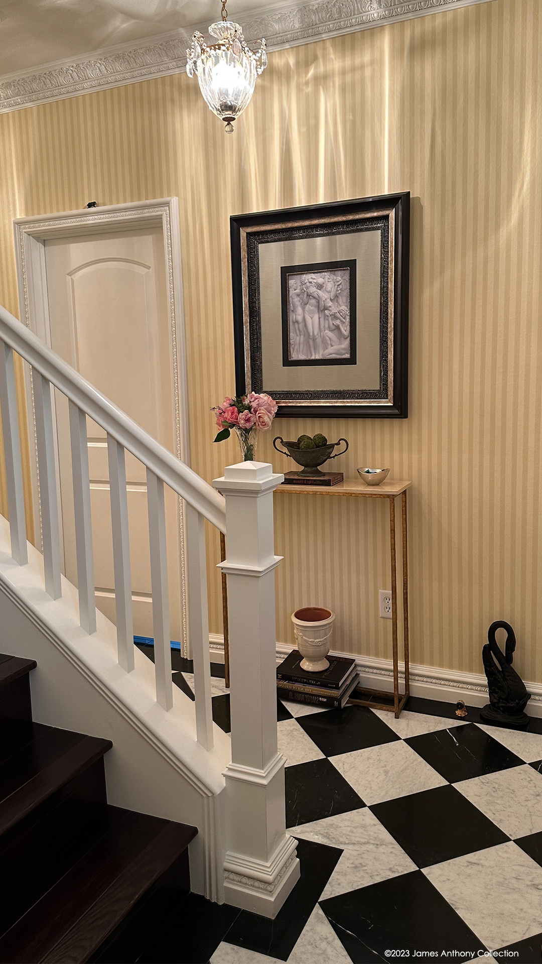 Harlequin Marble Floor in the Foyer