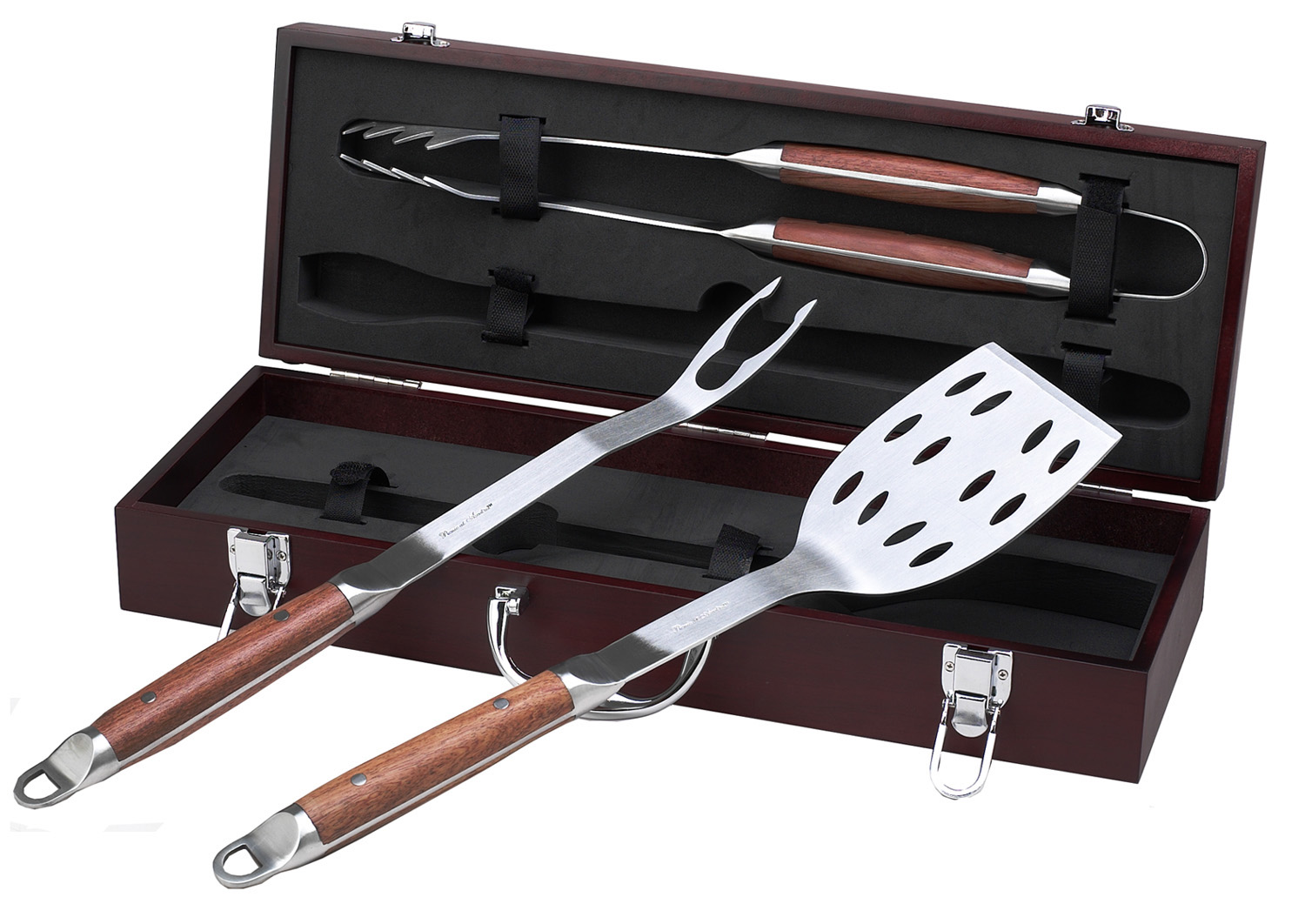 3-Piece BBQ Tool Set with Rosewood Handles | Groomsmen Gifts
